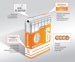 Радиатор алюминиевый RADENA 500 8 секций