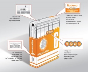Радиатор алюминиевый RADENA 500 11 секций